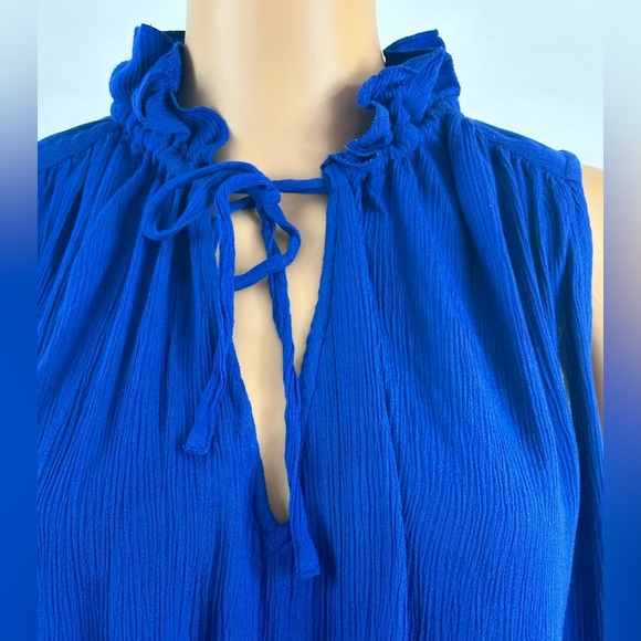 Rebecca Minkoff  Sexy Sapphire Blue Sleeveless Keyhole Front Crepe Rayon… - Picture 3 of 9